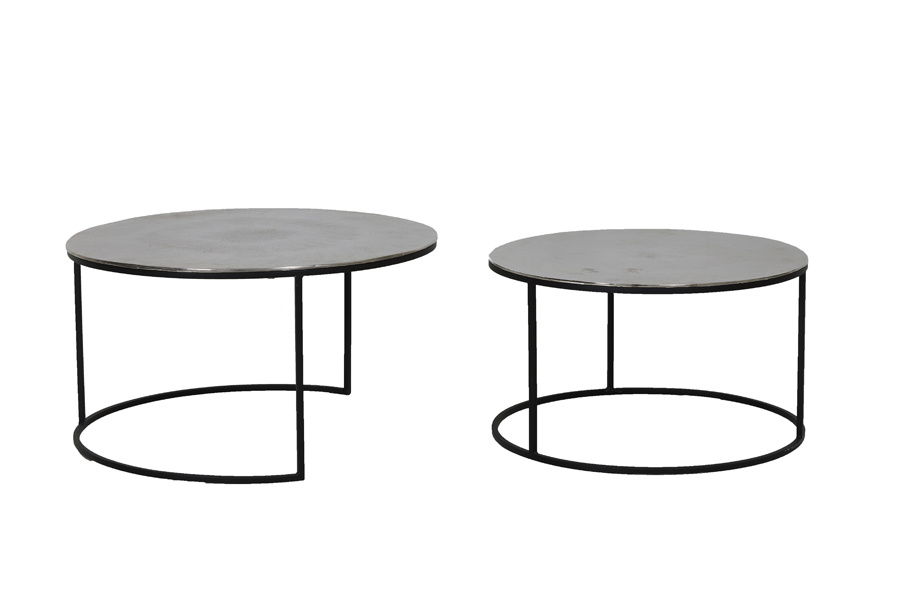 Light & Living - Salontafel THIZAS - Ø75x41cm - Zilver - Set van 2