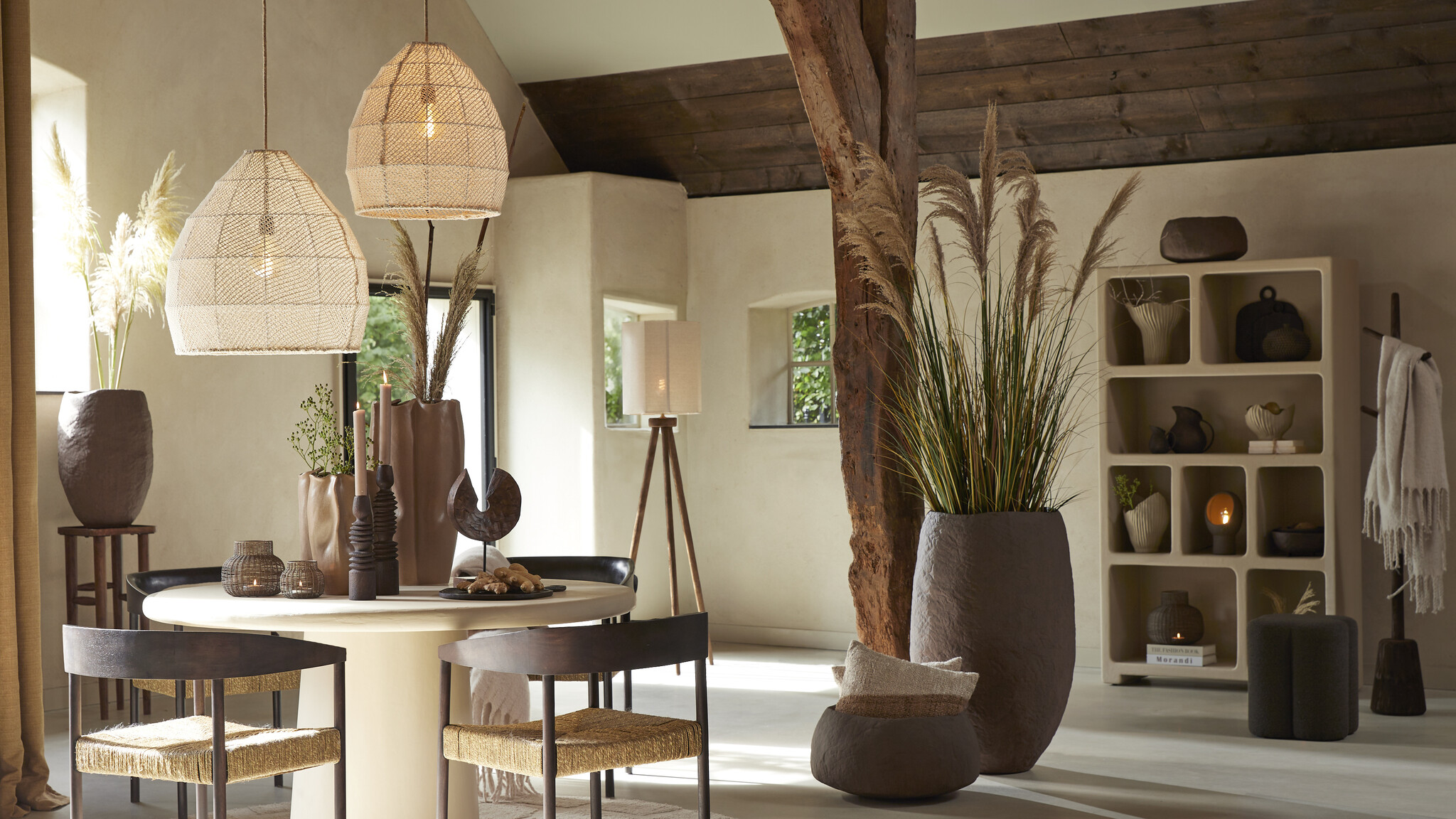 Light & Living - Hanglamp MAKASSAR - Ø50x50cm - Wit