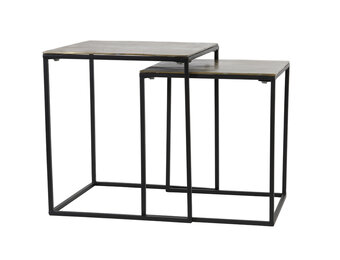 Light & Living - Bijzettafel BANOS - Ø44.5x50.5cm - Brons - Set van 2