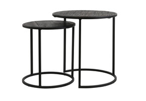 Light & Living - Bijzettafel DOBA - Ø50x52cm - Zwart - Set van 2