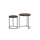 Light & Living - Bijzettafel JAIRO - Ø53x45.5cm - Bruin - Set van 2