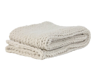 Light & Living - Plaid KNITTED - 152x127x0.5cm - Wit