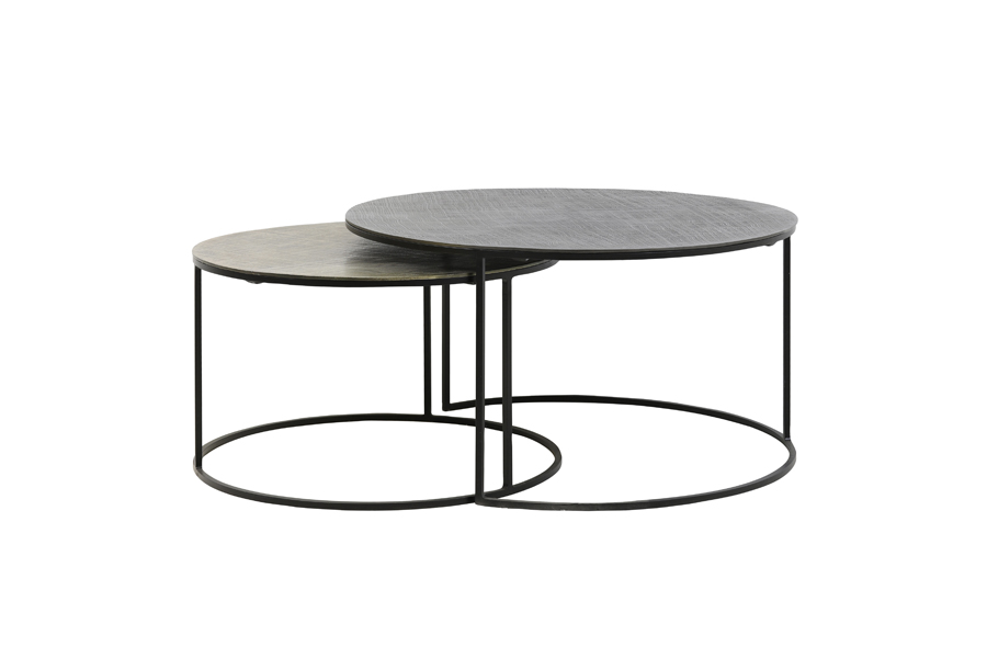 Light & Living - Salontafel RENGO - Ø76x41cm - Zwart - Set van 2