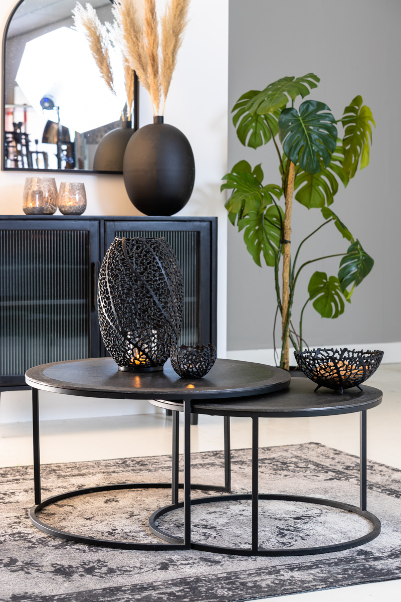 Light & Living - Salontafel TALCA - Ø75x45cm - Zwart - Set van 2