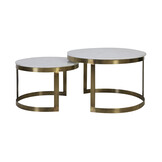 Light & Living - Salontafel PERLATO - Ø75x47cm - Wit - Set van 2