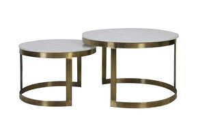 Light & Living - Salontafel PERLATO - Ø75x47cm - Wit - Set van 2