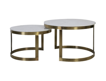 Light & Living - Salontafel PERLATO - Ø75x47cm - Wit - Set van 2