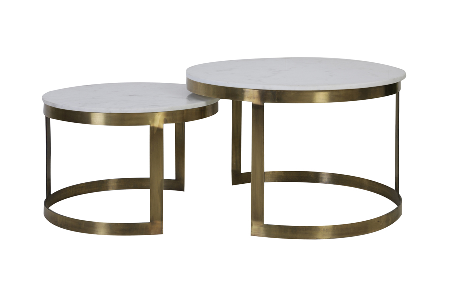 Light & Living - Salontafel PERLATO - Ø75x47cm - Wit - Set van 2