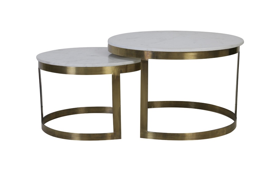 Light & Living - Salontafel PERLATO - Ø75x47cm - Wit - Set van 2