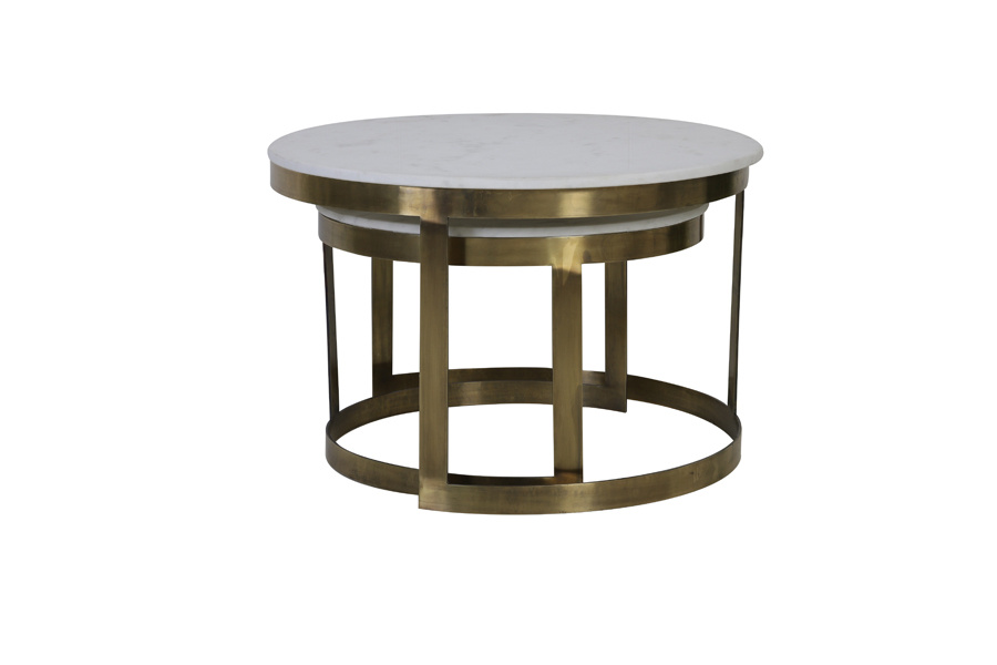 Light & Living - Salontafel PERLATO - Ø75x47cm - Wit - Set van 2