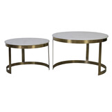 Light & Living - Salontafel PERLATO - Ø75x47cm - Wit - Set van 2