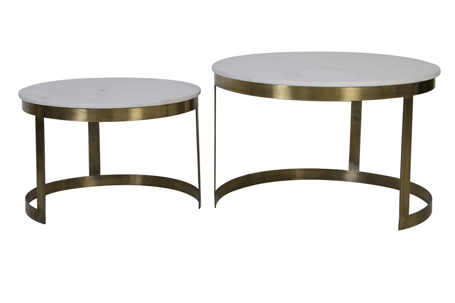 Light & Living - Salontafel PERLATO - Ø75x47cm - Wit - Set van 2