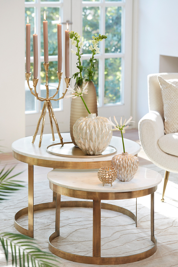 Light & Living - Salontafel PERLATO - Ø75x47cm - Wit - Set van 2