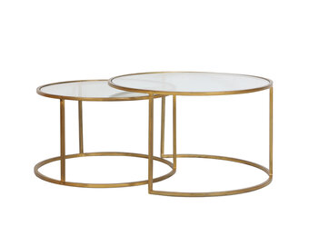 Light & Living - Salontafel DUARTE - Ø75x44cm - Goud - Set van 2