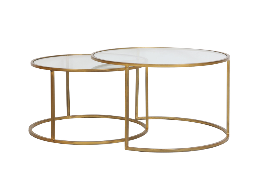 Light & Living - Salontafel DUARTE - Ø75x44cm - Goud - Set van 2