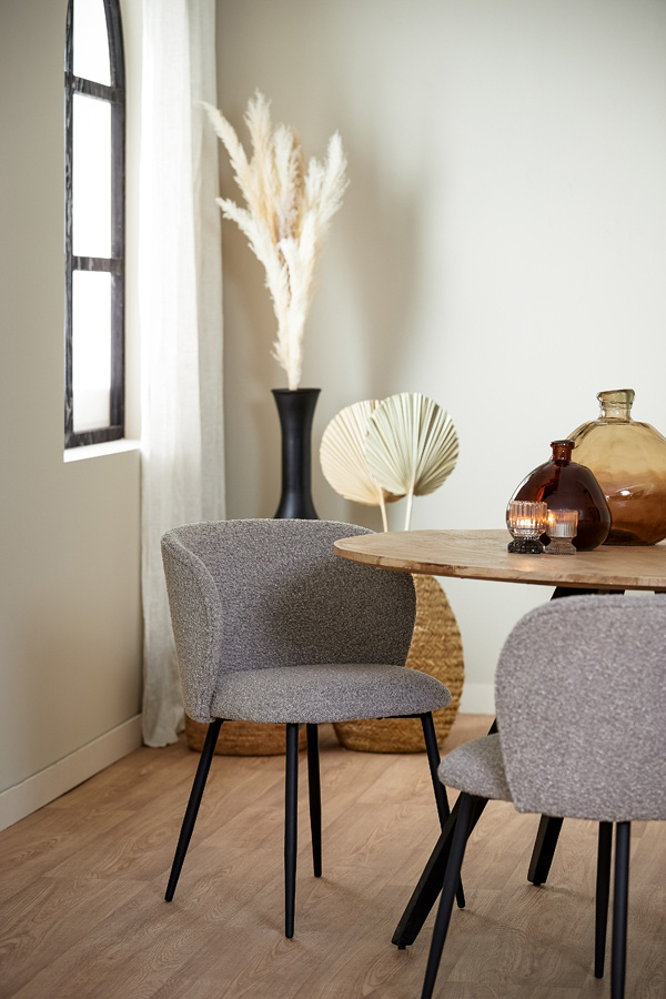 Light & Living - Eetkamerstoel ELYNA - 56x55x79cm - Grijs - Set van 2