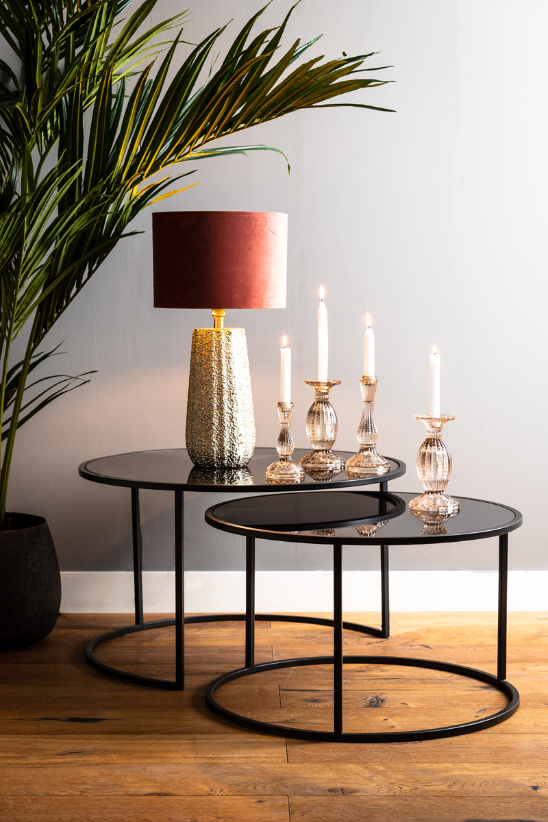 Light & Living - Salontafel DUARTE - Ø75x44cm - Zwart - Set van 2