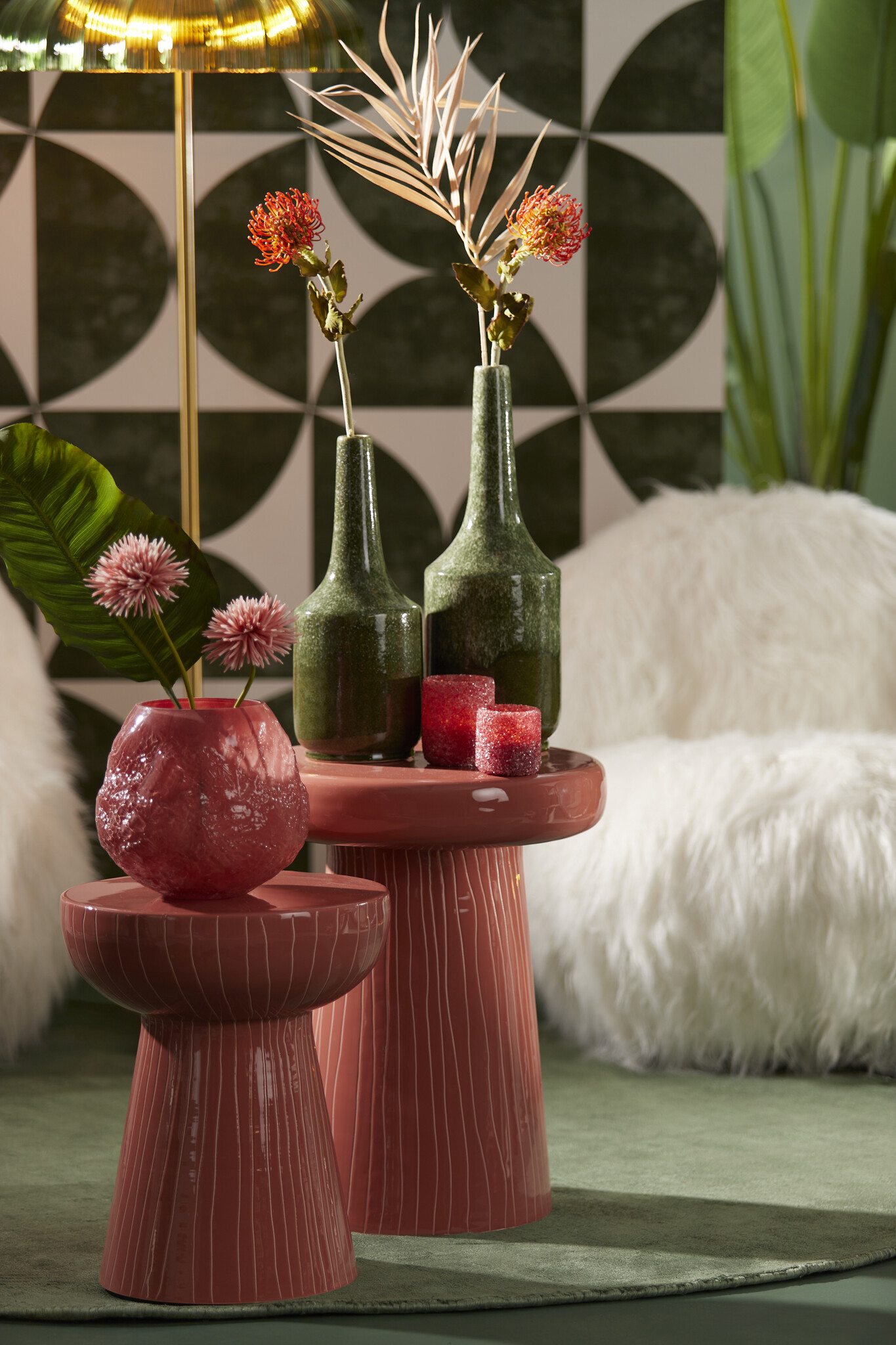Light & Living - Bijzettafel NUNOA - Ø41x51cm - Rood
