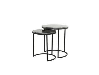 Light & Living - Bijzettafel ALFIO - Ø49x53.5cm - Bruin - Set van 2