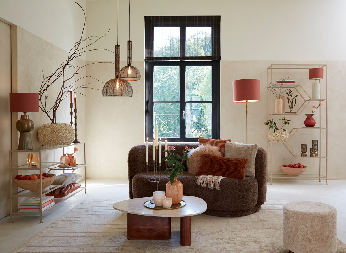 Light & Living - Poef POLLY - Ø40x40cm - Bruin