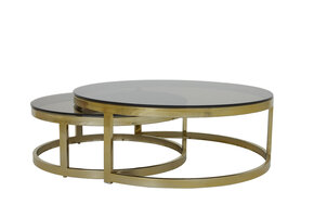 Light & Living - Salontafel MILAGRO - Ø100.5x36.5cm - Goud - Set van 2