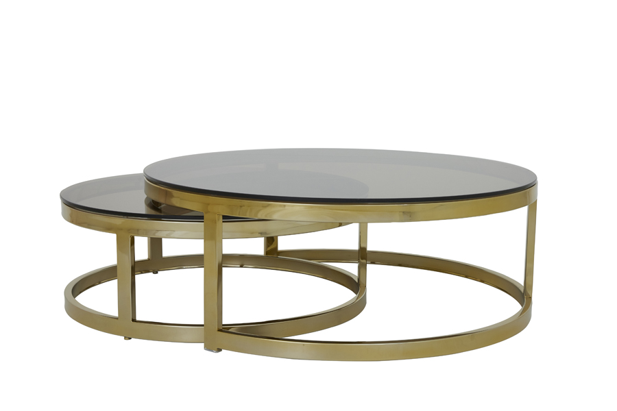 Light & Living - Salontafel MILAGRO - Ø100.5x36.5cm - Goud - Set van 2