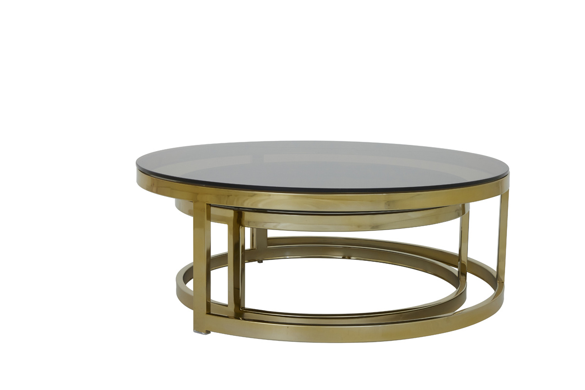 Light & Living - Salontafel MILAGRO - Ø100.5x36.5cm - Goud - Set van 2