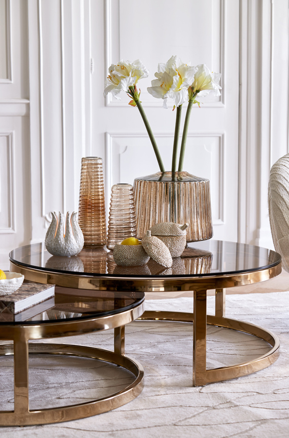 Light & Living - Salontafel MILAGRO - Ø100.5x36.5cm - Goud - Set van 2