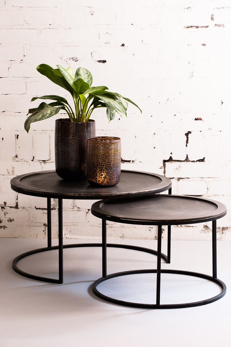 Light & Living - Salontafel TALCA - Ø78x42cm - Zwart - Set van 2
