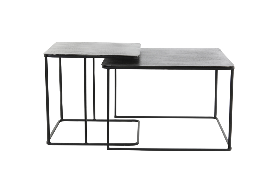 Light & Living - Bijzettafel LEBU - Ø62x41cm - Grijs - Set van 2