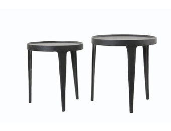 Light & Living - Bijzettafel TOBIAS - Ø43x45.5cm - Zwart - Set van 2