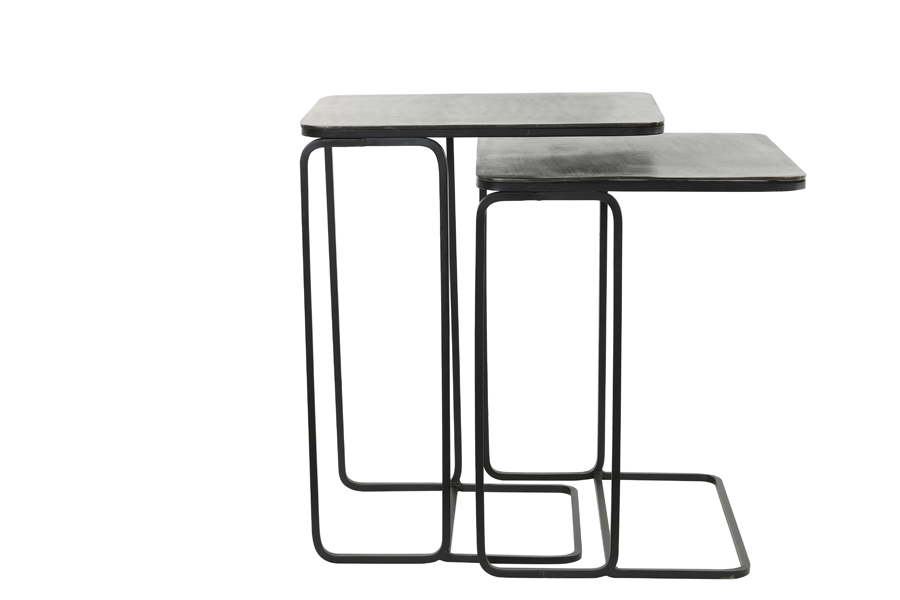 Light & Living - Bijzettafel LAJA - 46x31x57cm - Grijs - Set van 2