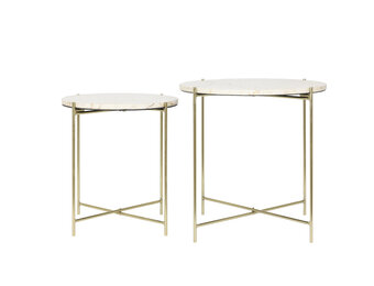 Light & Living - Bijzettafel BESOT - Ø52x50cm - Bruin - Set van 2