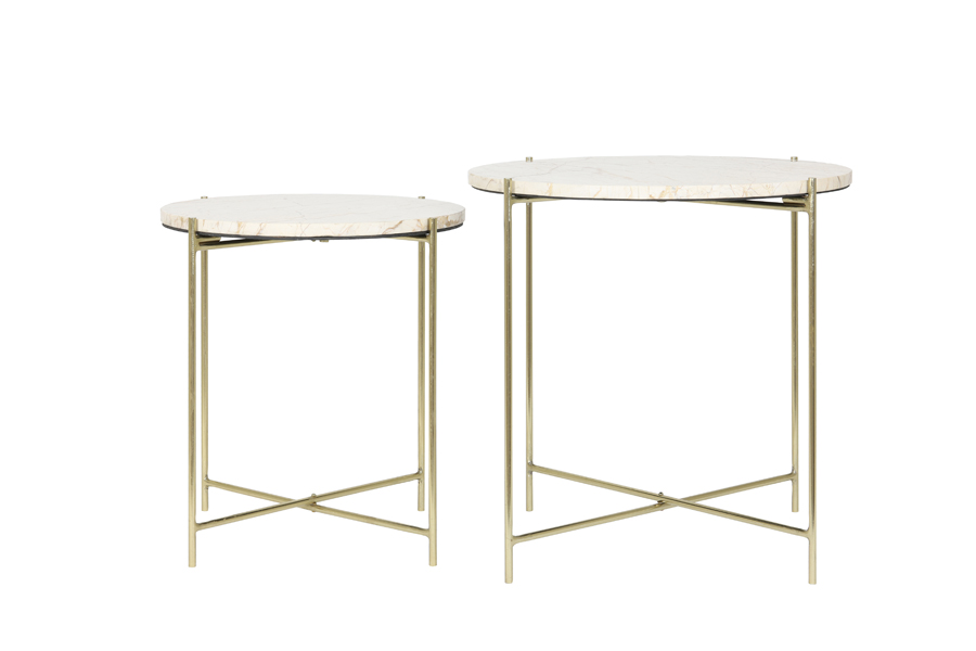 Light & Living - Bijzettafel BESOT - Ø52x50cm - Bruin - Set van 2