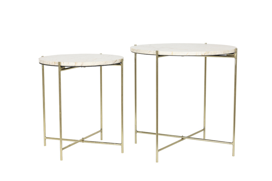 Light & Living - Bijzettafel BESOT - Ø52x50cm - Bruin - Set van 2