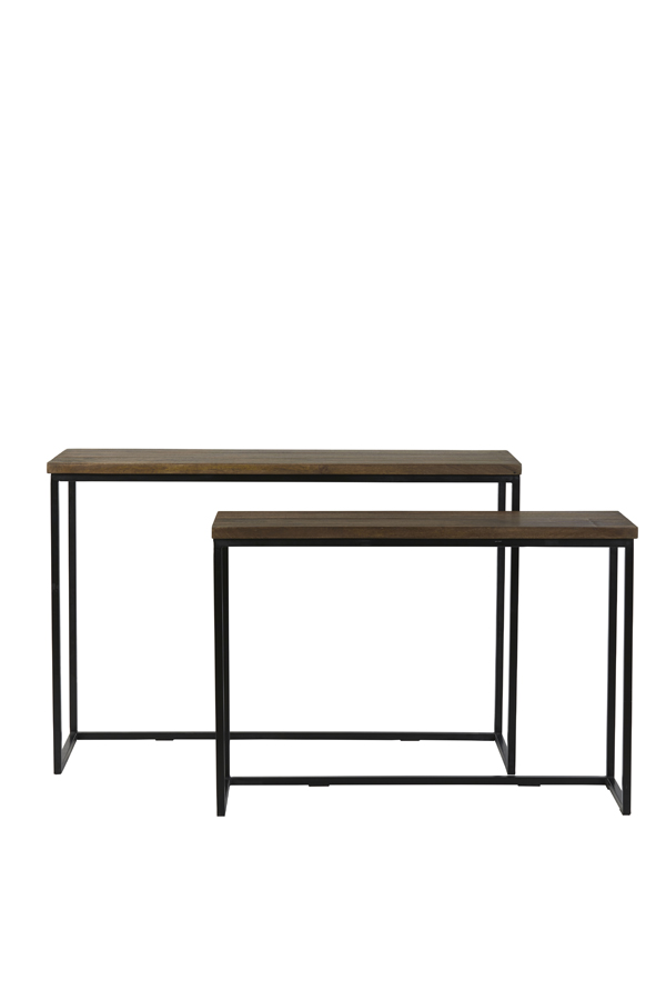 Light & Living - Side BRYSON - 120x40x82cm - Bruin - Set van 2