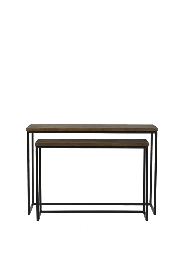 Light & Living - Side BRYSON - 120x40x82cm - Bruin - Set van 2