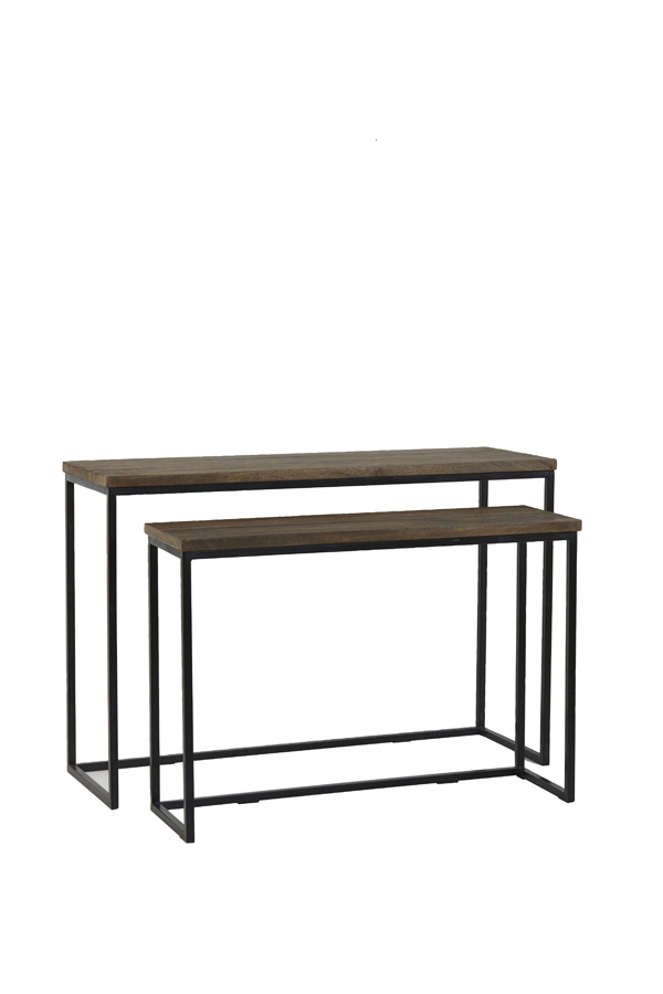 Light & Living - Side BRYSON - 120x40x82cm - Bruin - Set van 2