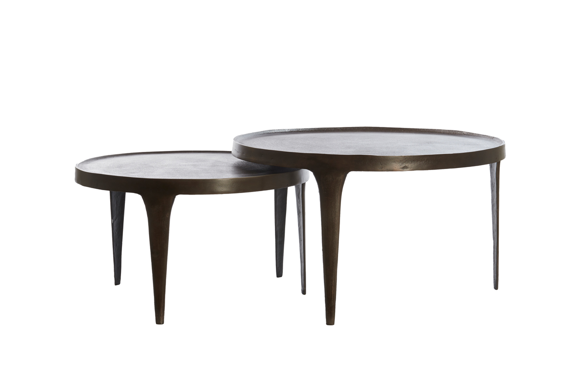 Light & Living - Salontafel TOBIAS - Ø75x44cm - Bruin - Set van 2