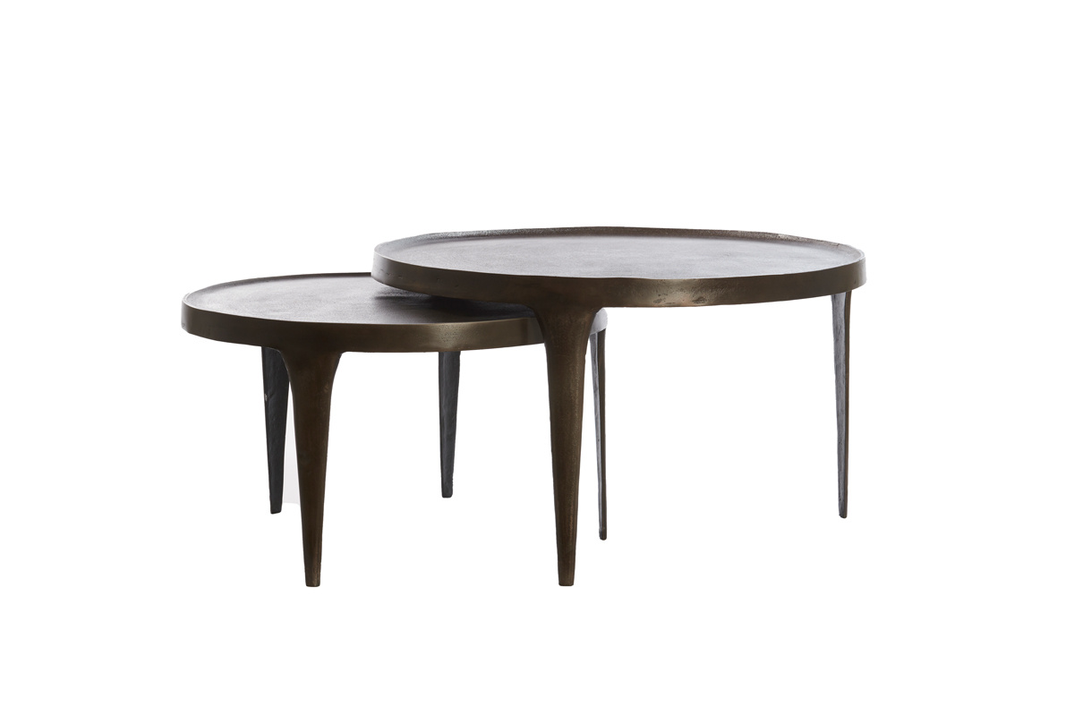 Light & Living - Salontafel TOBIAS - Ø75x44cm - Bruin - Set van 2