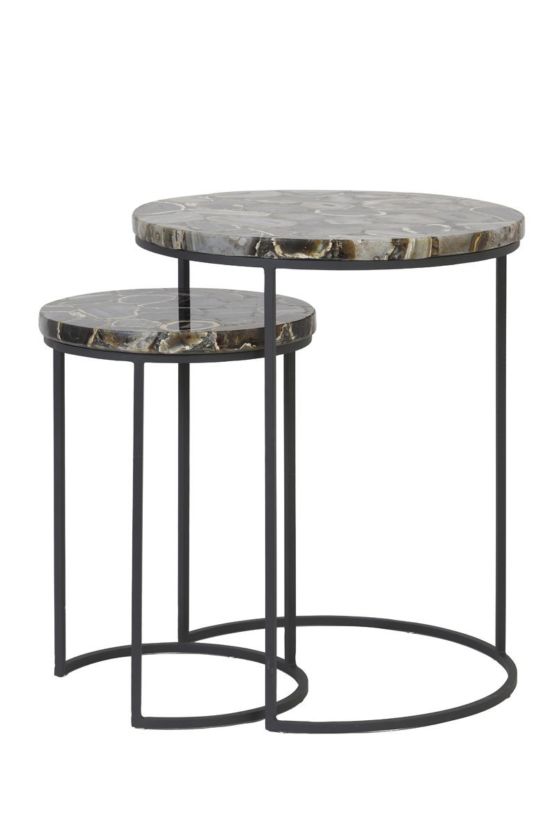 Light & Living - Bijzettafel AXAT - Ø41x50cm - Bruin - Set van 2