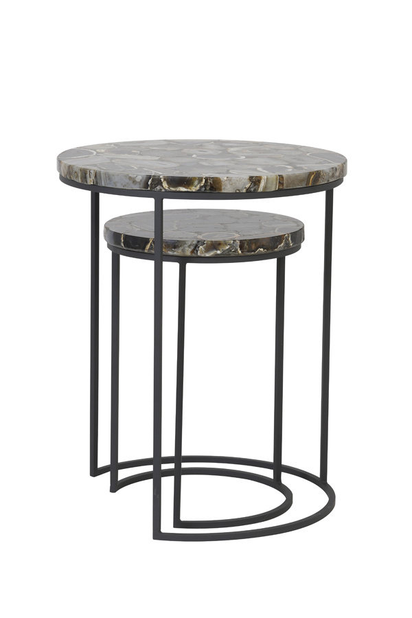 Light & Living - Bijzettafel AXAT - Ø41x50cm - Bruin - Set van 2