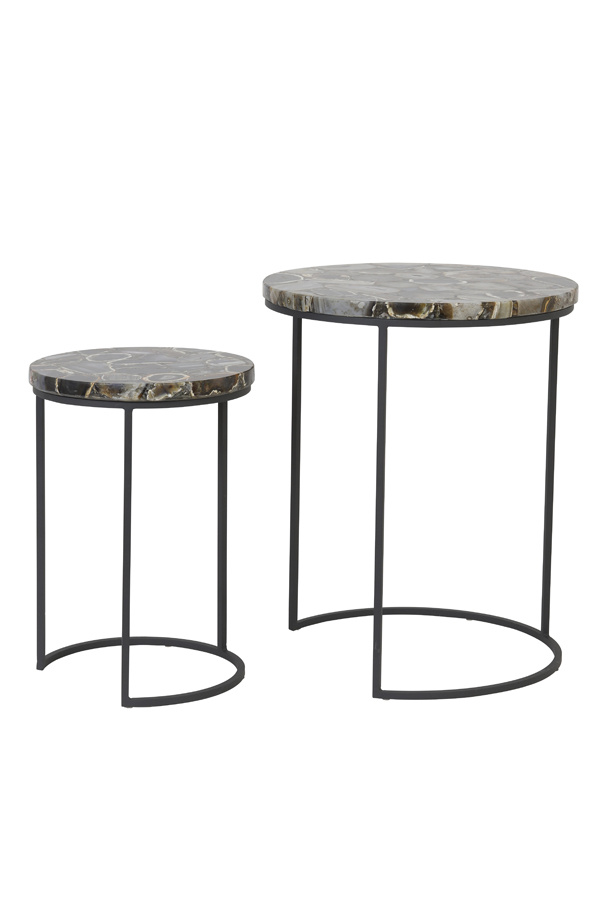 Light & Living - Bijzettafel AXAT - Ø41x50cm - Bruin - Set van 2
