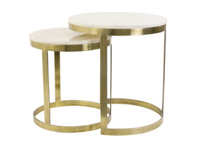 Light & Living - Bijzettafel PERLATO - Ø49x52cm - Wit - Set van 2