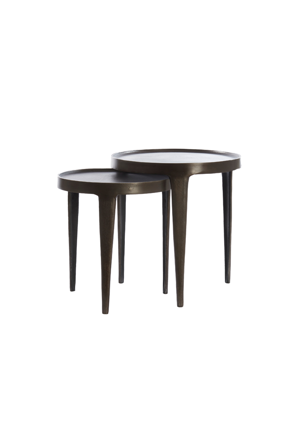 Light & Living - Bijzettafel TOBIAS - Ø43x45.5cm - Bruin - Set van 2