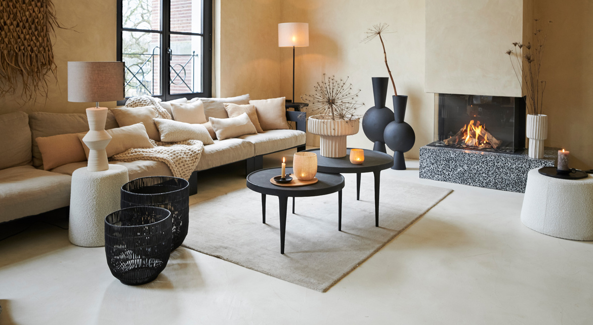 Light & Living - Salontafel TOBIAS - Ø75x44cm - Zwart - Set van 2