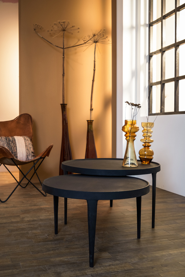 Light & Living - Salontafel TOBIAS - Ø75x44cm - Zwart - Set van 2