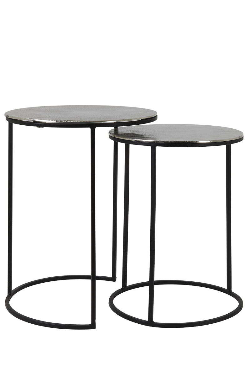 Light & Living - Bijzettafel THIZAS - Ø40x53.5cm - Zilver - Set van 2