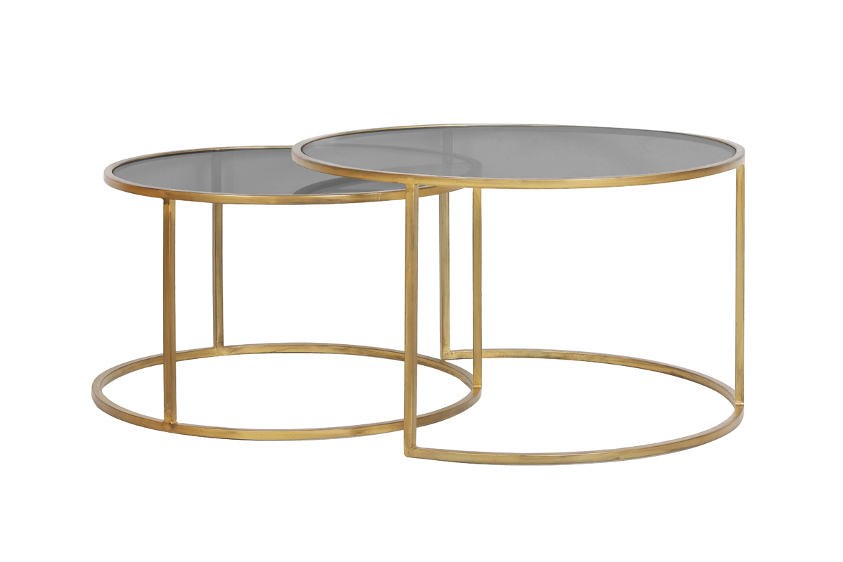 Light & Living - Salontafel DUARTE - Ø75x44cm - Goud - Set van 2