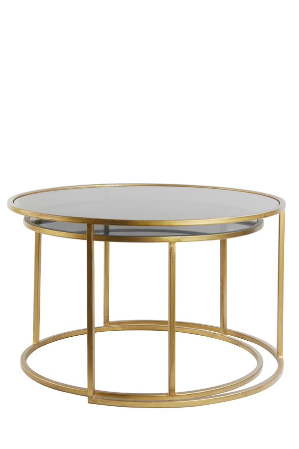 Light & Living - Salontafel DUARTE - Ø75x44cm - Goud - Set van 2